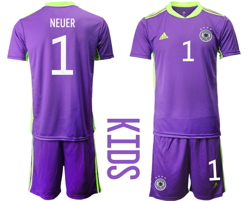 Youth 2021 European Cup Germany purple goalkeeper #1 Soccer Jersey